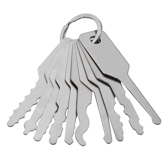  10 stks jiggler sleutel ontgrendel tool voor autodeurslot - zilver