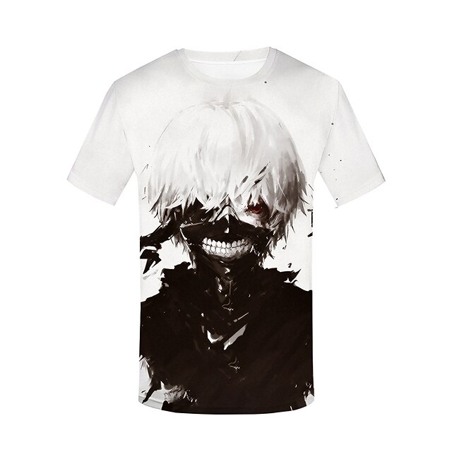  Inspirado por Tokyo Ghoul Ken Kaneki Anime Fantasias de Cosplay Japanês Cosplay T-shirt Estampado Manga Curta Blusa Para Homens