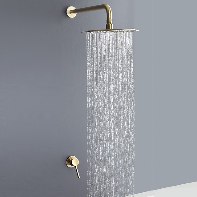  Torneira de Chuveiro - Moderna Ouro escovado Montagem de Parede Válvula Cerâmica Bath Shower Mixer Taps