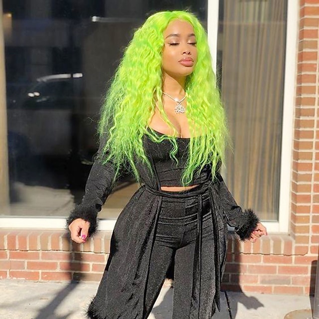 long green curly wig