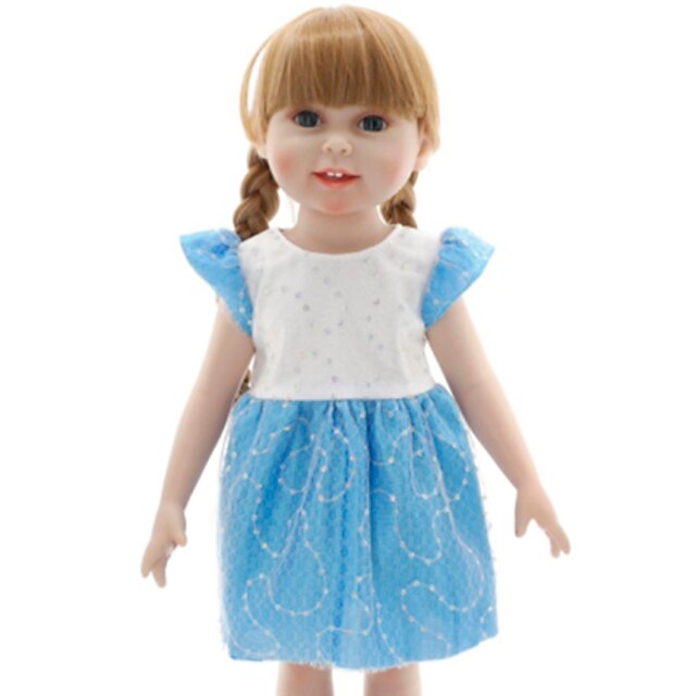  18 Zoll Mädchen Puppe Modepuppe Baby Mädchen Umweltfreundlich Kindersicherung Non Toxic Einfaches An- und Ausziehen Handaufgetragene Wimpern Stoff 5PCS/Set 18 inch American Doll Clothes mit Kleidung