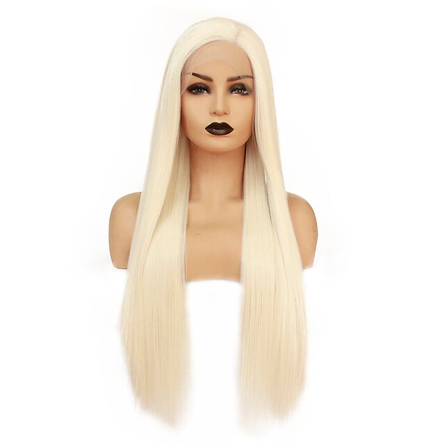  Synthetic Lace Front Wig Straight Minaj Middle Part Lace Front Wig Blonde Long Platinum Blonde Synthetic Hair 22-26 inch Women's Middle Part Heat Resistant Women Blonde / Daily Wear / Glueless