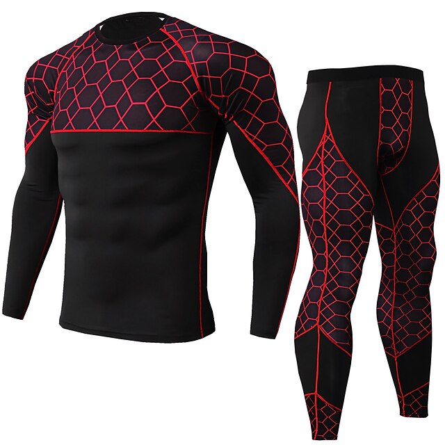  JACK CORDEE Men's Long Sleeve Cycling Jersey with Tights Compression Suit Winter Fleece Polyester Black / Red Red Grey Bike Clothing Suit Thermal / Warm Breathable Quick Dry Sweat-wicking Sports
