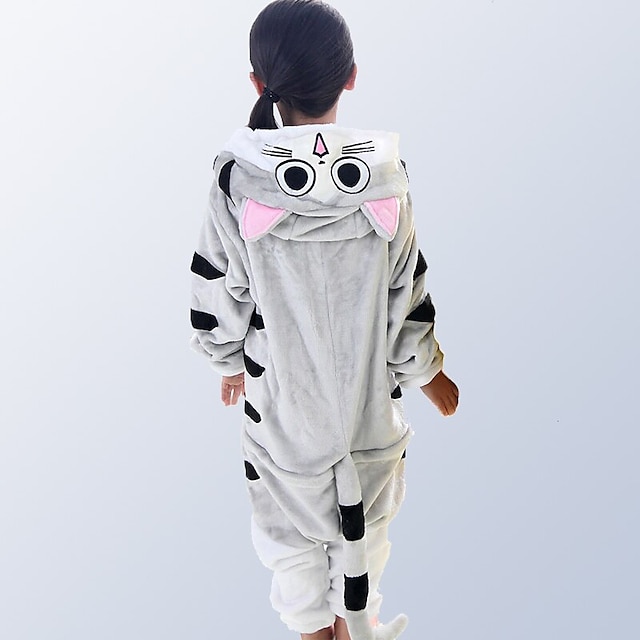 Toys & Hobbies Cosplay & Costumes | Kids Kigurumi Pajamas Cat Tiger Onesie Pajamas Flannelette Yellow / Gray Cosplay For Boys an