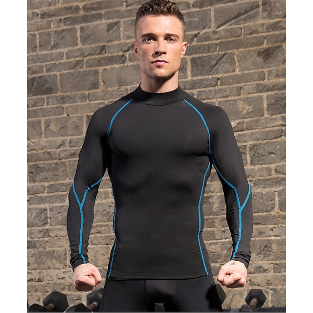 Sports & Outdoors Running, Jogging & Walking | YUERLIAN Mens Compression Shirt Yoga Top Winter Dark Grey Black / Red Fitness Gym