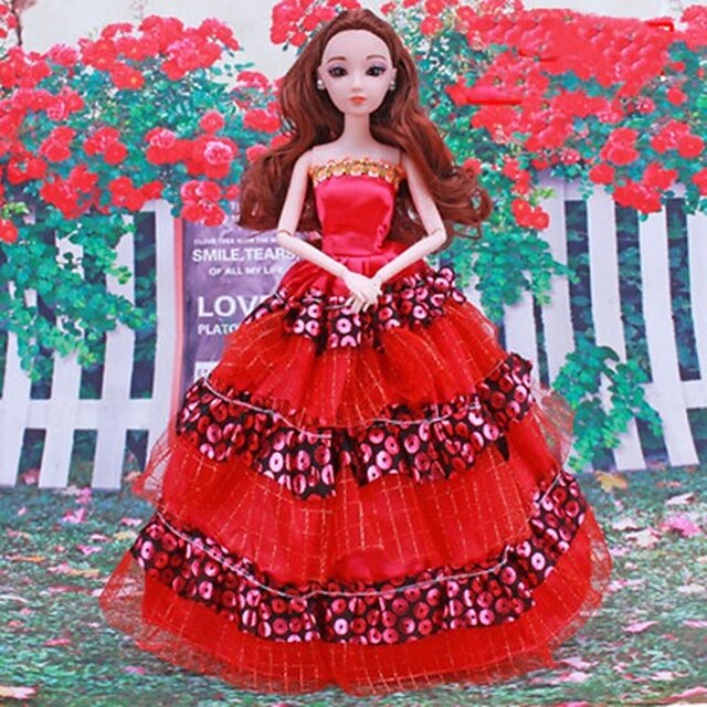  Party / Evening For Barbiedoll Floral Botanical Sequin Satin Dress For Girl's Doll Toy