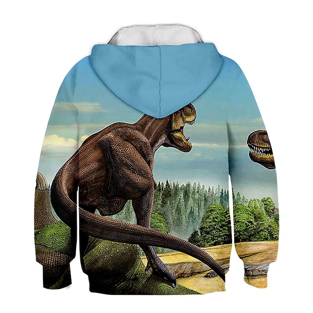 Kids Boys Girls Hoodie Pullover Cat Dinosaur Animal 3D Print Long   Seqghu1575455548937 