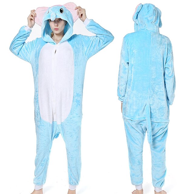 Toys & Hobbies Cosplay & Costumes | Adults Kigurumi Pajamas Elephant Animal Onesie Pajamas Coral fleece Blue Cosplay For Men and