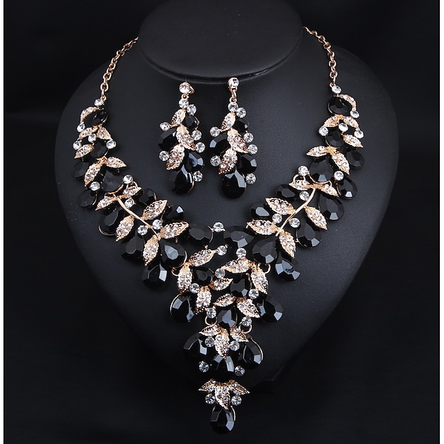  Bridal Jewelry Sets 1 set Crystal Rhinestone Alloy 1 Necklace Earrings Women's Statement Colorful Cute Fancy Flower irregular Jewelry Set For Party Wedding