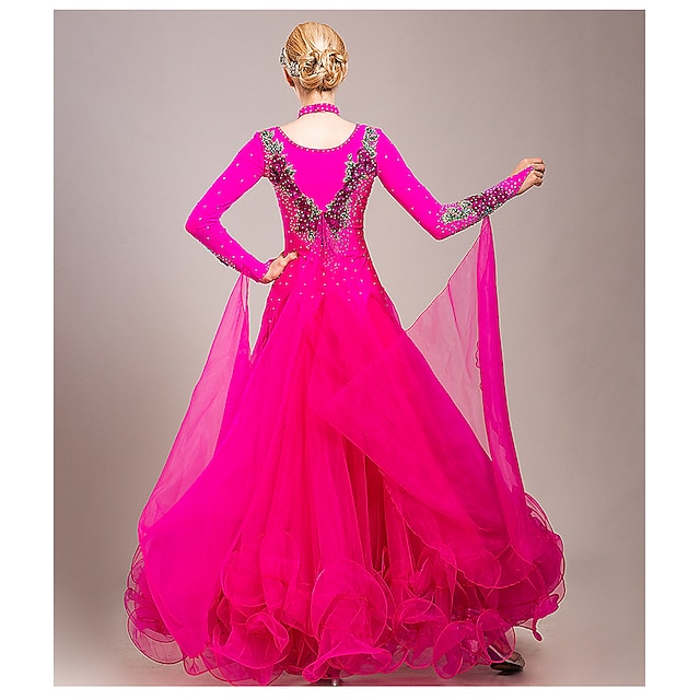 Women's Dancwear Ballroom Dance Dress Crystals/Rhinestones Women's Performance Long Sleeve