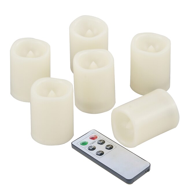 6st 4 * 4 cm plast flamlöst led votive ljus batteridriven 