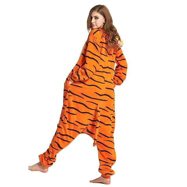 Toys & Hobbies Cosplay & Costumes | Adults Tiger Kigurumi Pajamas Onesie Pajamas Polar Fleece Orange Cosplay For Animal Sleepwea