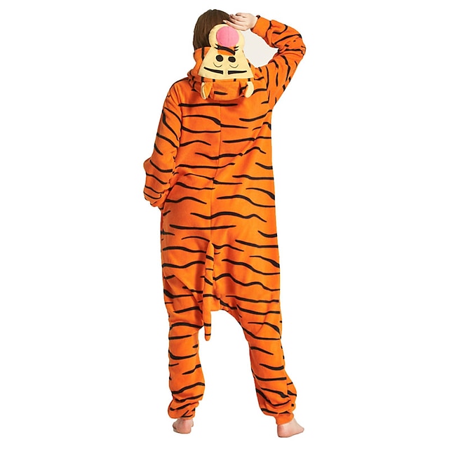 Toys & Hobbies Cosplay & Costumes | Adults Tiger Kigurumi Pajamas Onesie Pajamas Polar Fleece Orange Cosplay For Animal Sleepwea