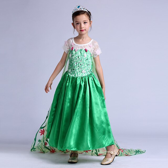  Princess Movie / TV Theme Costumes Elsa Dress Cosplay Costume Party Costume Kid's Vacation Dress Christmas Halloween Children's Day Festival / Holiday Chiffon Terylene Green Easy Carnival Costumes