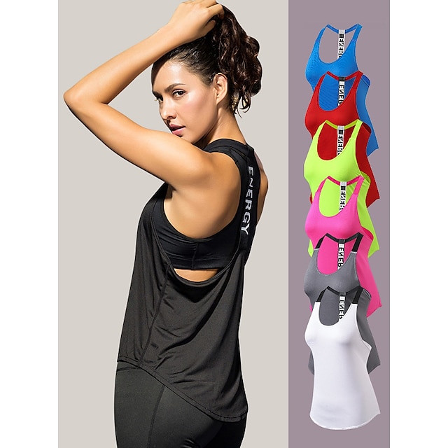  Women's Workout Tank Top Running Tank Top Hollow Out Halter Sleeveless Base Layer Athletic Quick Dry Breathability Fitness Gym Workout Exercise & Fitness Sportswear Activewear Solid Colored Neon