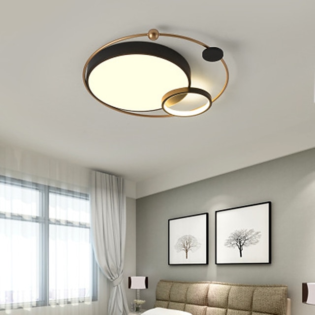  1-Light Modern Dimmable Ceiling Light LED Creative Warm Romantic Circle Circular Lamps Lighting 28W