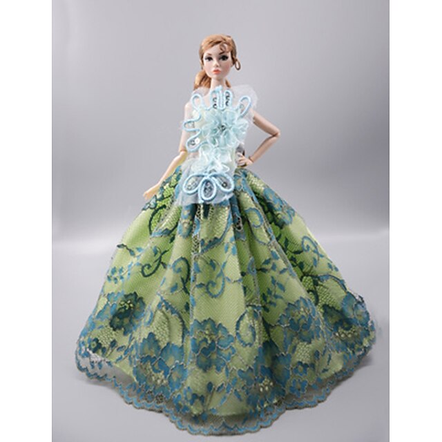  Puppenkleid Für Barbie Volltonfarbe Polyester Kleid Für Mädchen Puppe Spielzeug