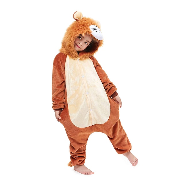 Toys & Hobbies Cosplay & Costumes | Kids Camouflage Kigurumi Pajamas Nightwear Lion Onesie Pajamas Flannel Fabric Coffee Cosplay