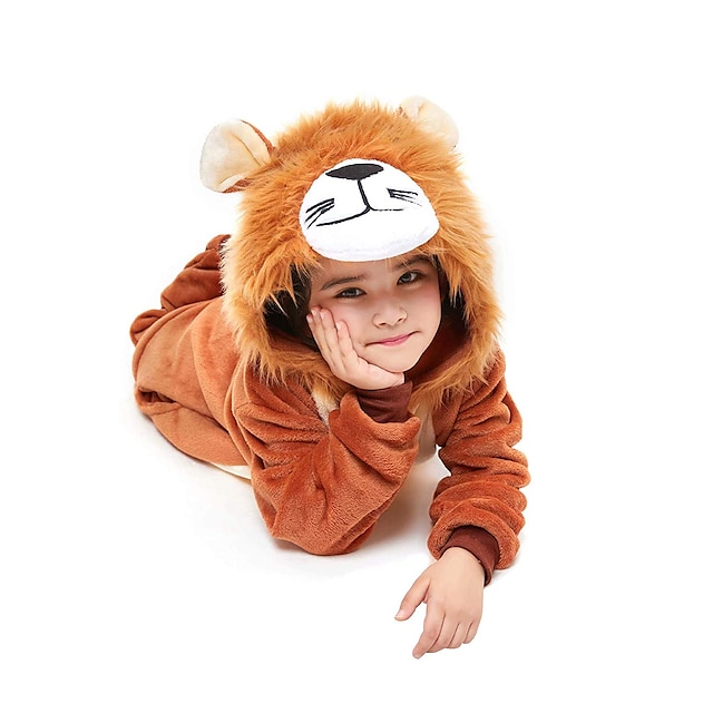 Toys & Hobbies Cosplay & Costumes | Kids Camouflage Kigurumi Pajamas Nightwear Lion Onesie Pajamas Flannel Fabric Coffee Cosplay