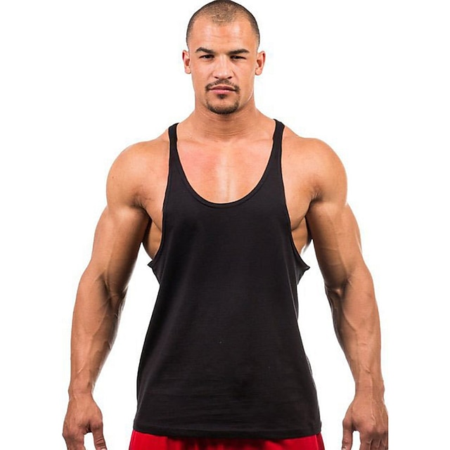 Sports & Outdoors Running, Jogging & Walking | Mens Muscle Tee Workout Tank Top Summer Stringer Y Back Gray Black Red Cotton Fit