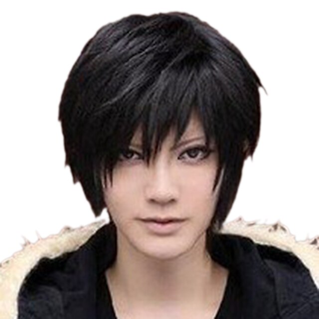  Synthetic Wig kinky Straight Asymmetrical Machine Made Wig Short Black Synthetic Hair 6 inch Men's Black / Daily Wear