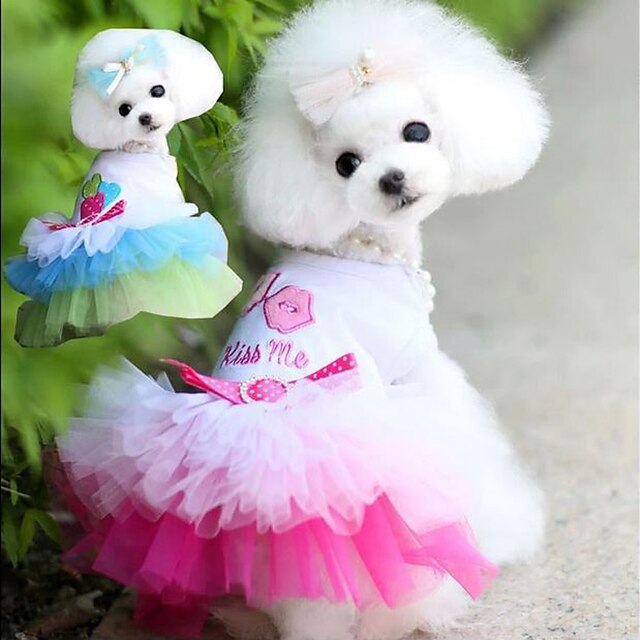  Dog Cat Dress Solid Colored Princess Princess Romantic Sweet Dog Clothes Puppy Clothes Dog Outfits Pink Blue Costume for Girl and Boy Dog Polyester Cotton XS S M L XL XXL
