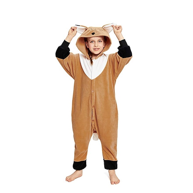  Enfant Pyjamas Kigurumi Renard Animal Combinaison de Pyjamas Polaire Marron Cosplay Pour Garçons et filles Pyjamas Animale Dessin animé Fête / Célébration Les costumes / Collant / Combinaison