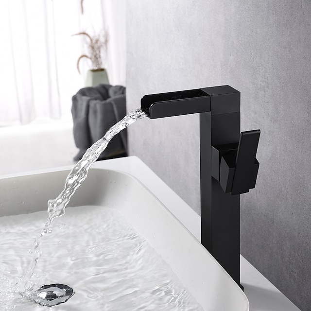  Bathroom Sink Faucet - Waterfall Painted Finishes Centerset Single Handle One HoleBath Taps