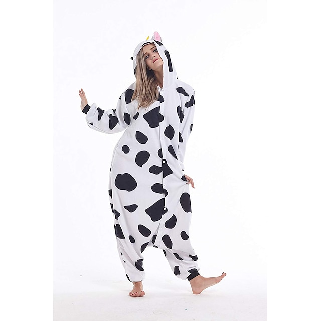  Adults' Kigurumi Pajamas Nightwear Camouflage Milk Cow Animal Patchwork Onesie Pajamas Pajamas Funny Costume Polar Fleece Cosplay For Men and Women Christmas Animal Sleepwear Cartoon