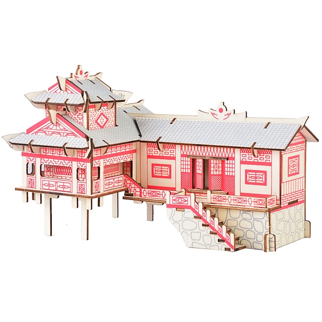  Jigsaw Puzzles Wooden Puzzles Building Blocks DIY Toys  JianGnan Style House C 1 Wood Ivory Model & Building Toy