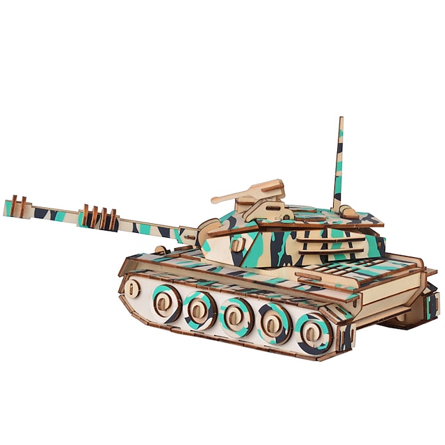 3D Puzzle Jigsaw Puzzle Wooden Puzzle Tank DIY Metalic Kid's Adults' Unisex Boys' Girls' Toy Gift