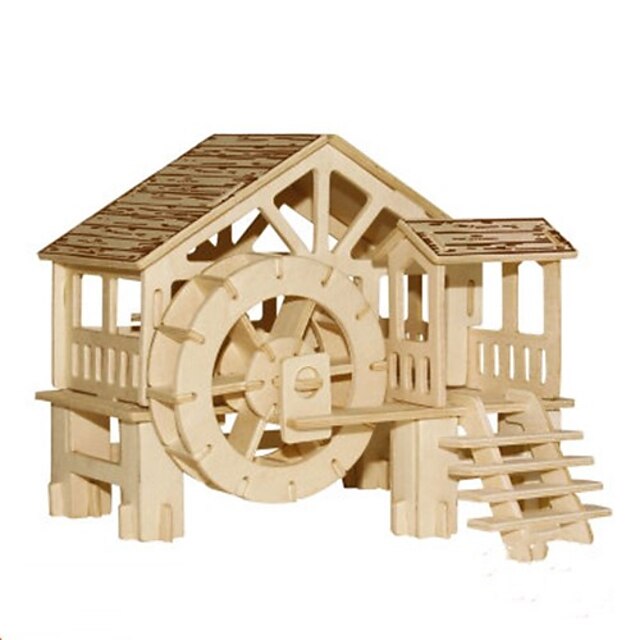  Jigsaw Puzzles Wooden Puzzles Building Blocks DIY Toys Water Mill 1 Wood Ivory Model & Building Toy