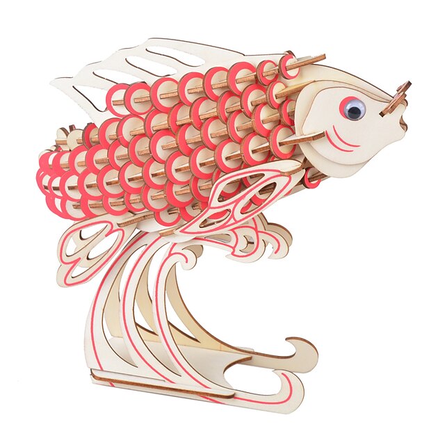  Fish 3D Puzzle Jigsaw Puzzle Wooden Puzzle Wooden Model DIY Wood Kid's Adults' Toy Gift