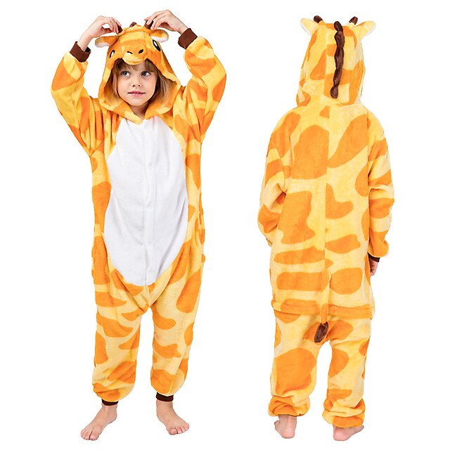  Barn Kigurumi-pyjamas Nattkläder Kamouflage Giraff Djurmönstrad Lappverk Onesie-pyjamas Pyjamas Flanell Cosplay För Pojkar och flickor Halloween Pyjamas med djur Tecknad serie