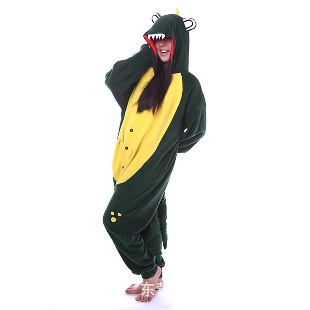 Toys & Hobbies Cosplay & Costumes | Adults Kigurumi Pajamas Murloc Onesie Pajamas Flannel Dark Green Cosplay For Men and Women A