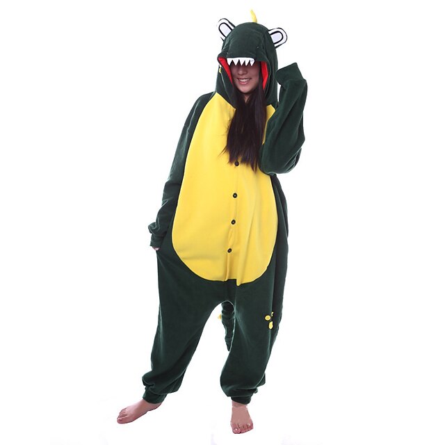 Toys & Hobbies Cosplay & Costumes | Adults Kigurumi Pajamas Murloc Onesie Pajamas Flannel Dark Green Cosplay For Men and Women A