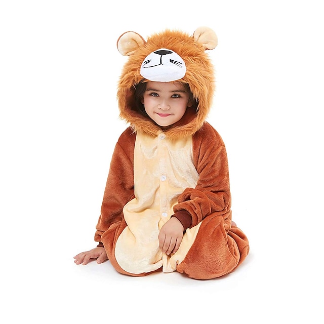 Toys & Hobbies Cosplay & Costumes | Kids Camouflage Kigurumi Pajamas Nightwear Lion Onesie Pajamas Flannel Fabric Coffee Cosplay