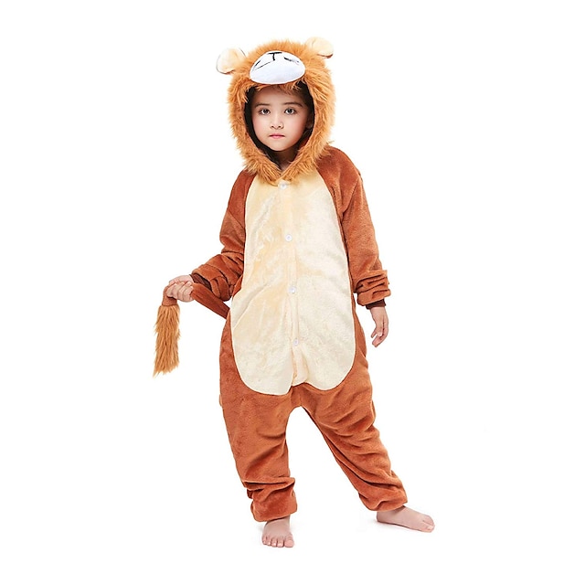  Dla dzieci Piżama Kigurumi Odzież nocna Moro Lew Lew Piżama Onesie zabawny kostium Flanel Cosplay Dla Chłopcy i dziewczęta Święta Animal Piżamy Rysunek