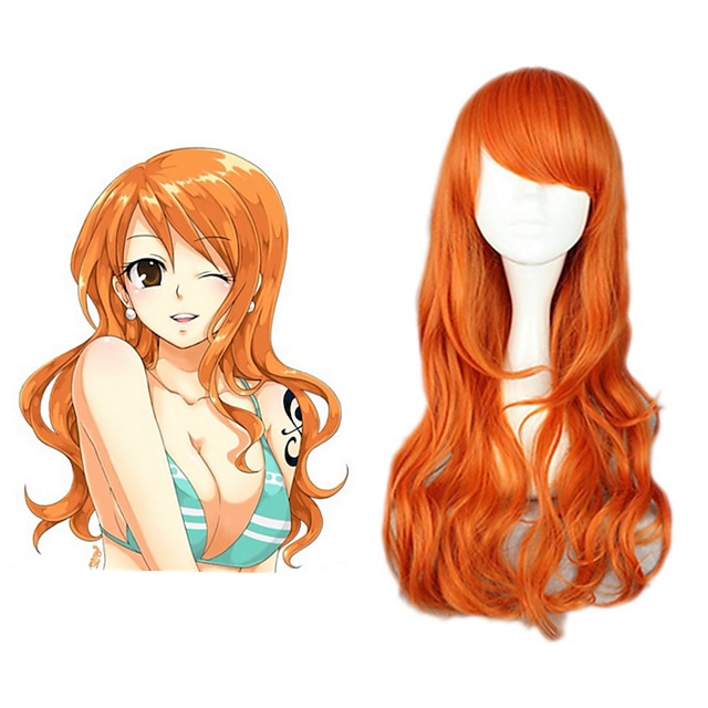  One Piece Nami Cosplay Wigs Women's 26 inch Heat Resistant Fiber Anime Wig