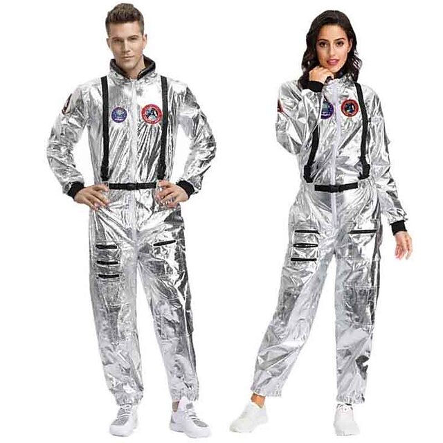  NASA Cosplay Costume Adults' Men's Cosplay Halloween Halloween Festival / Holiday Spandex Polyester White / Gray Men's Women's Easy Carnival Costumes / Leotard / Onesie / Leotard / Onesie