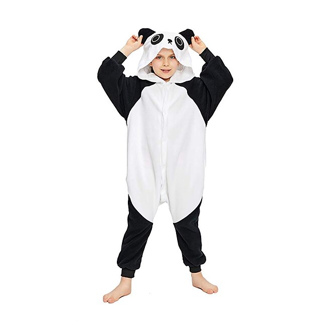  Kinder Kigurumi-Pyjamas Panda Tier Patchwork Pyjamas-Einteiler Polar-Fleece Cosplay Für Jungen und Mädchen Weihnachten Tiernachtwäsche Karikatur Fest / Feiertage Kostüme / Gymnastikanzug / Einteiler