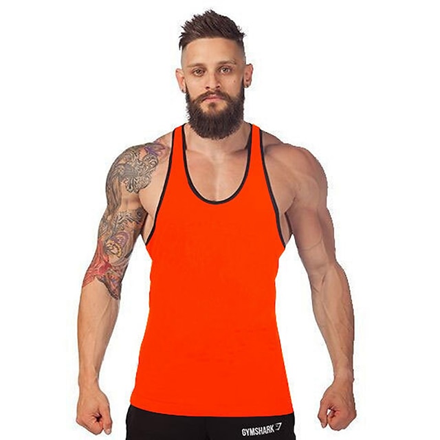 Sports & Outdoors Running, Jogging & Walking | Mens Muscle Tee Workout Tank Top Summer Stringer Y Back Gray Black Red Cotton Fit