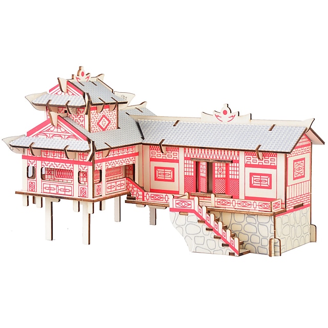  3D Puzzle Jigsaw Puzzle Model Building Kit Famous buildings DIY Simulation Wooden Natural Wood Classic Chinese Style Kid's Adults' Unisex Boys' Girls' Toy Gift