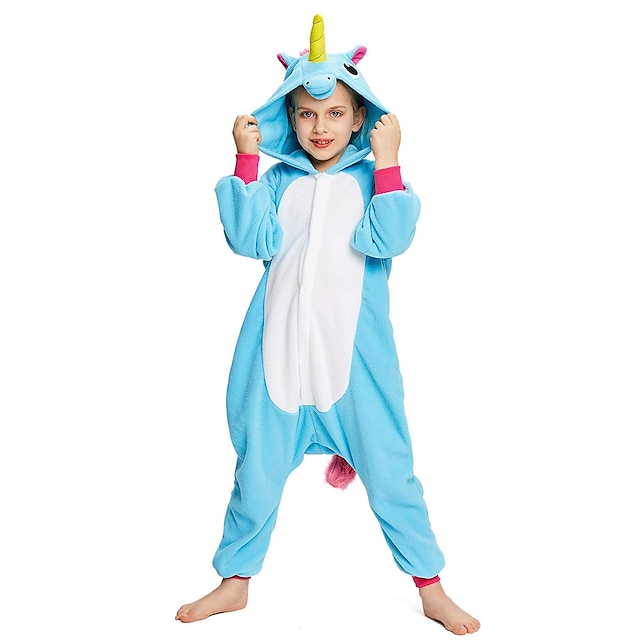  Børne Baby Kigurumi-pyjamas enhjørning Pony enhjørning Onesie-pyjamas Sjovt kostume Flanel Fleece Cosplay Til Drenge og piger Jul Nattøj Med Dyr Tegneserie