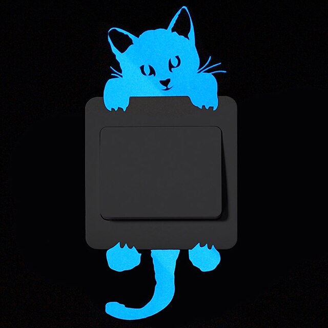 Home & Garden Home Decor | Light Switch Stickers - Cartoon Blue Luminous Wall Stickers Switch Wall Decal Glow In The Dark Cat Ro