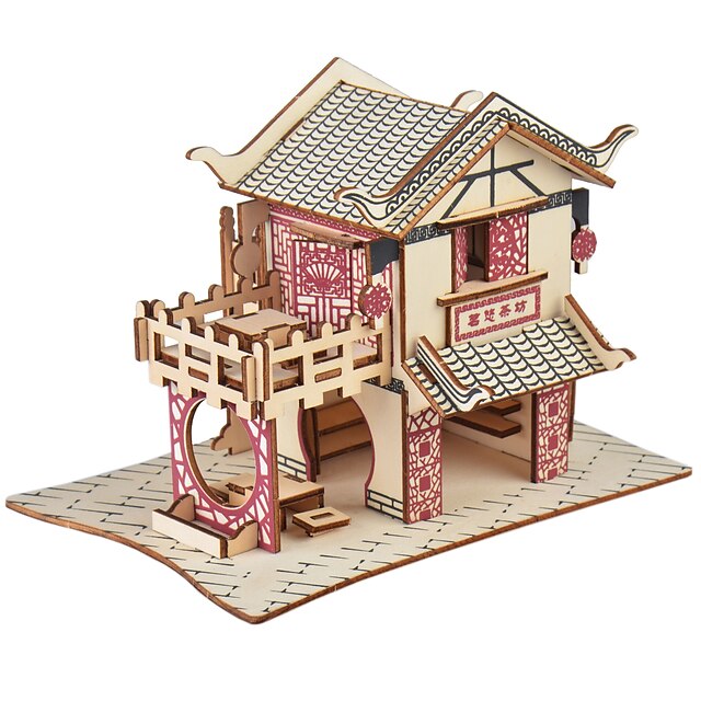  3D Puzzle Model Building Kit Wooden Model Chinese Architecture Creative DIY Simulation Wood 79 pcs Classic Kid's Adults' Boys' Girls' Toy Gift