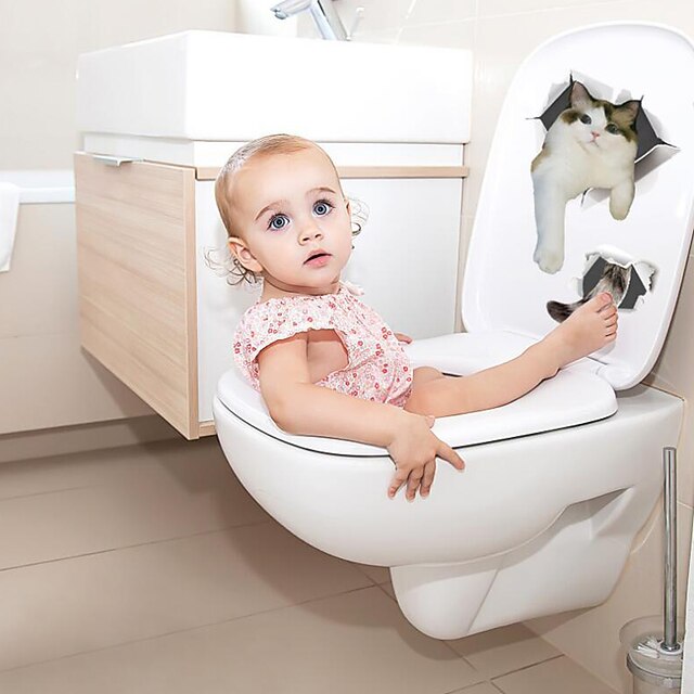 lustige Katzentoilettenaufkleber - Tierwandaufkleber Tiere