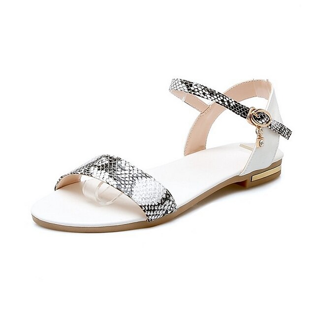 Dames Sandalen Platte sandalen Schoenen afdrukken Platte hak Ronde Teen  Dagelijks Microvezel Wit Zwart 7916156 2021 – $47.19