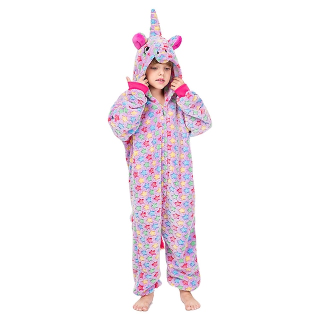 Toys & Hobbies Cosplay & Costumes | Kids Kigurumi Pajamas Unicorn Onesie Pajamas Flannelette Purple / Pink / Gray Cosplay For Bo