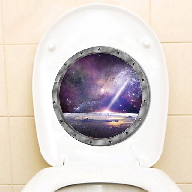  Außenplanet technologische Wandaufkleber aus Weltraumgalaxie Planet Schlafzimmer Kunst Vinyl 3d Toilette Aufkleber Aufkleber Raumdekor 29 * 29cm